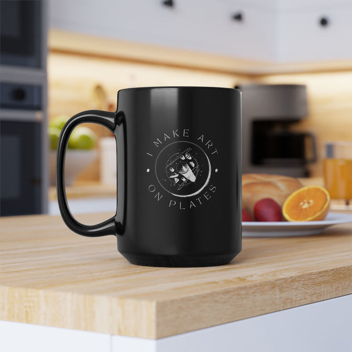 I Make Art on Plates Black Mug