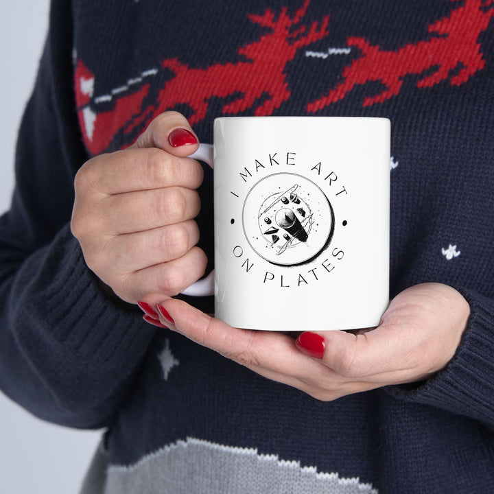 I Make Art on Plates White Mug